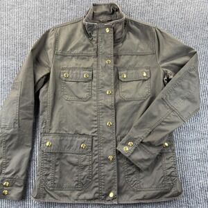 J Crew‎ Jacket Womens Small Green Utility Field Cargo Coat 100% Cotton Military